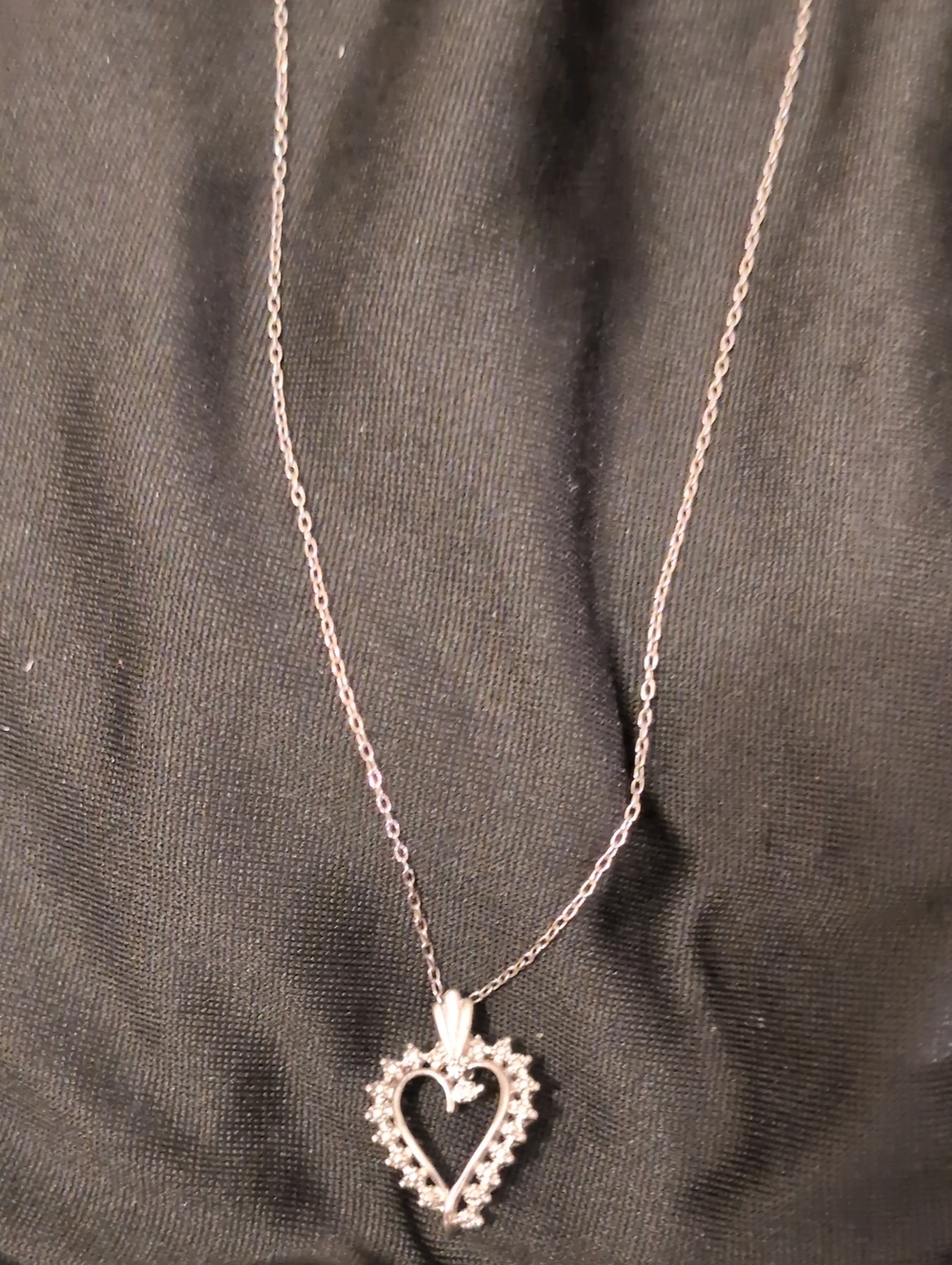 Sterling Silver Heart Pendant Necklace With Diamond Elegant Women's Jewelry